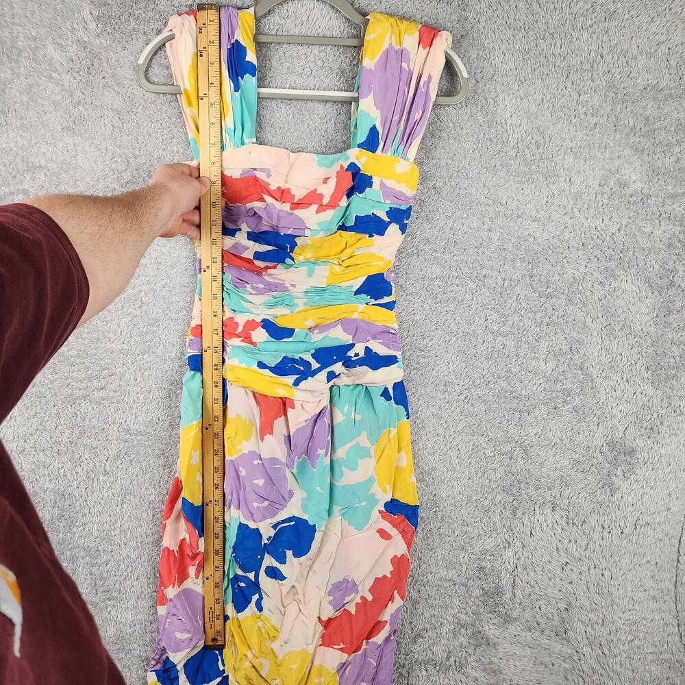Vintage Silks St Gillian Dress Womens 6 Multicolor Silk Ruched Sheath 80s Art - Picture 3 of 16